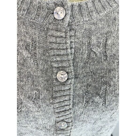 The Tog Shop Cardigan Sweater Wool Gray Cable Knit Button - Picture 7 of 13